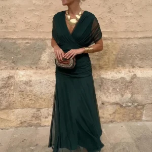 Alondra - Vestido Largo con Estampado Floral Fantasía y Escote en V para Mujer