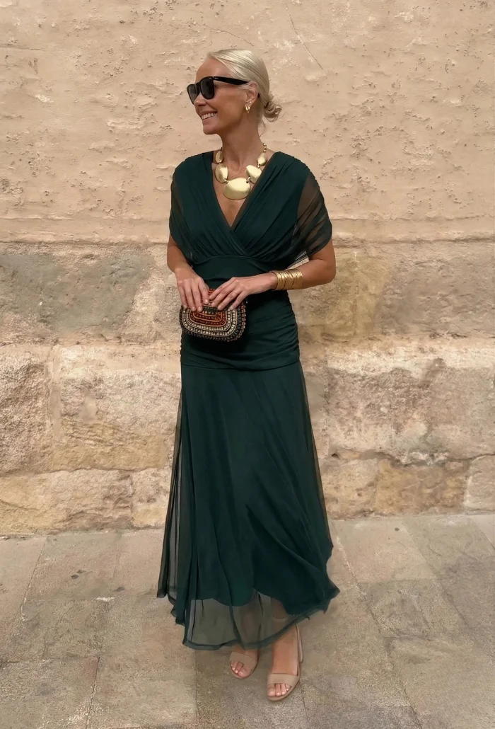 Alondra - Vestido Largo con Estampado Floral Fantasía y Escote en V para Mujer - Imagen 2