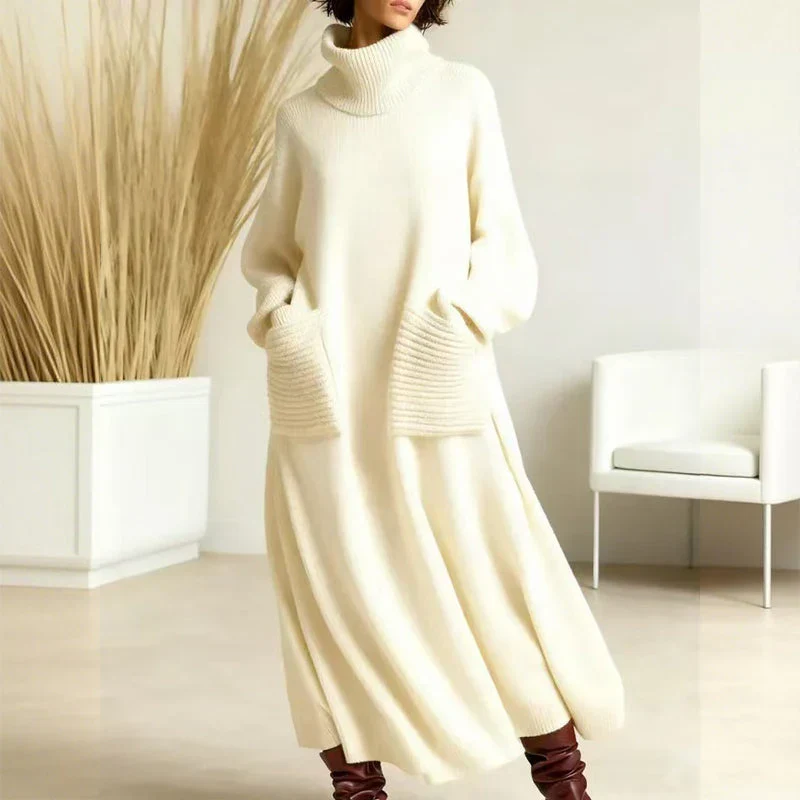 Irina | Vestido de punto con cuello alto, mangas largas y bolsillos - Imagen 3