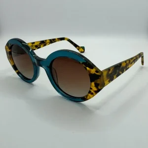Gafas de Sol Granadella | Diseño Geométrico Bicolor Azul y Carey | Acetato Premium