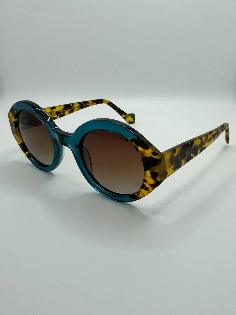 Gafas de Sol Granadella | Diseño Geométrico Bicolor Azul y Carey | Acetato Premium - Imagen 2