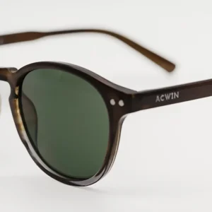 Gafas de Sol Helsinki – Estilo Panto en Marrón Oliva Texturizado