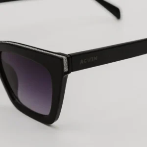 Gafas de Sol Honolulu – Estilo Cat-Eye Negro con Detalle Glitter