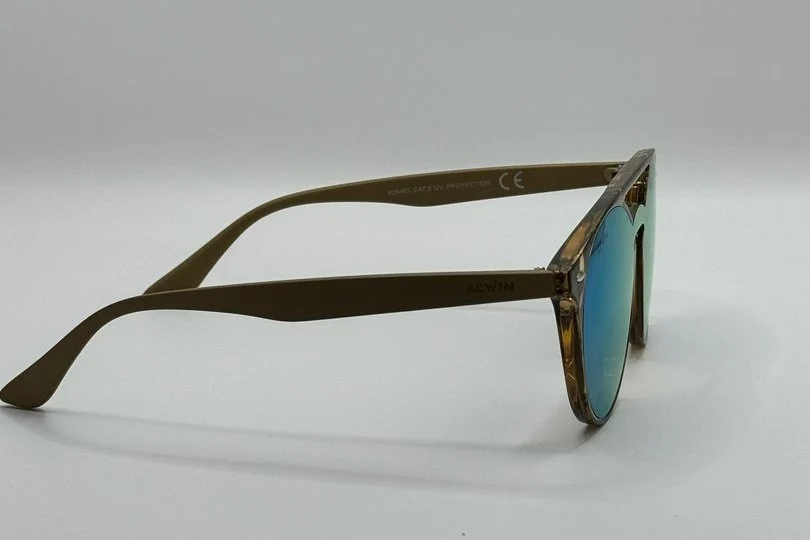 Gafas de Sol Maly | Doble Puente Carey y Espejo Verde | Varillas Kaki - Imagen 4