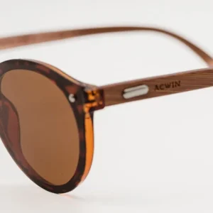 Gafas de Sol Seattle – Estilo Redondo Carey con Varillas de Madera