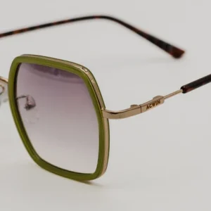 Gafas de Sol Segovia – Estilo Geométrico en Verde Oliva y Oro
