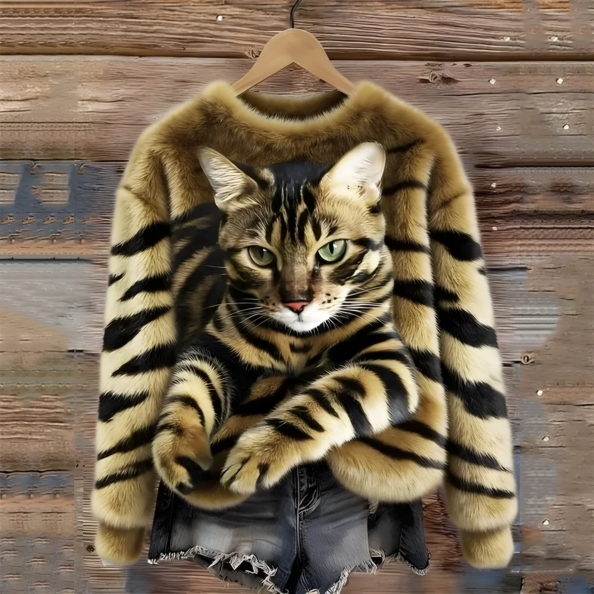 Cat - Suéter Cálido con Impresión de Gato - Imagen 7