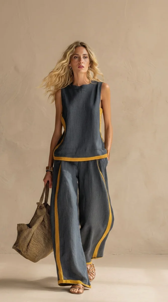 Paula - Conjunto de lino y algodón para Mujer - Imagen 2