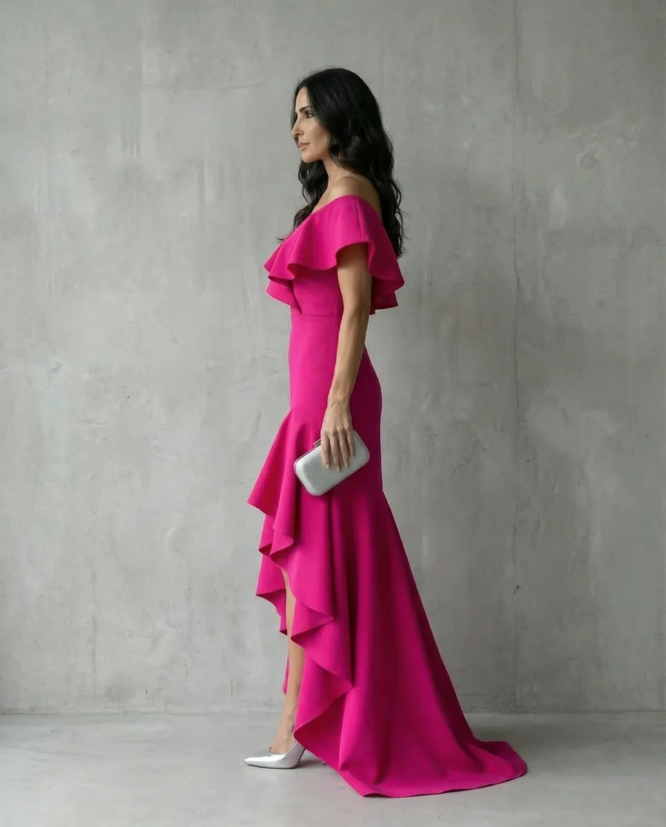 Isabel · Vestido elegante de Mujer con volantes y escote en V - Imagen 3