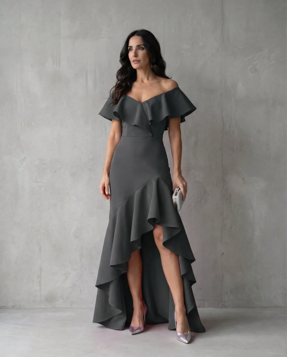Isabel · Vestido elegante de Mujer con volantes y escote en V - Imagen 6
