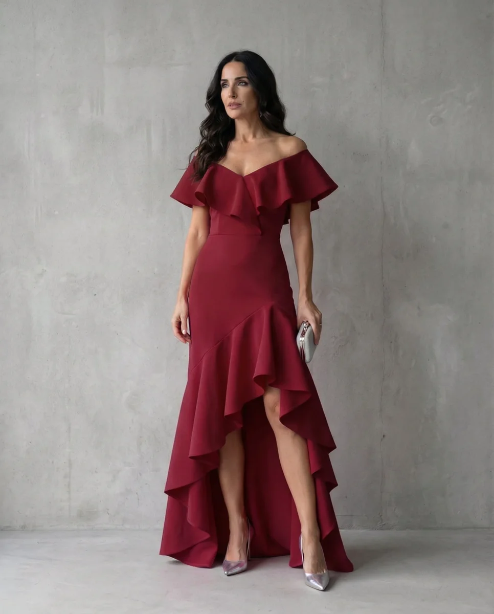Isabel · Vestido elegante de Mujer con volantes y escote en V - Imagen 8