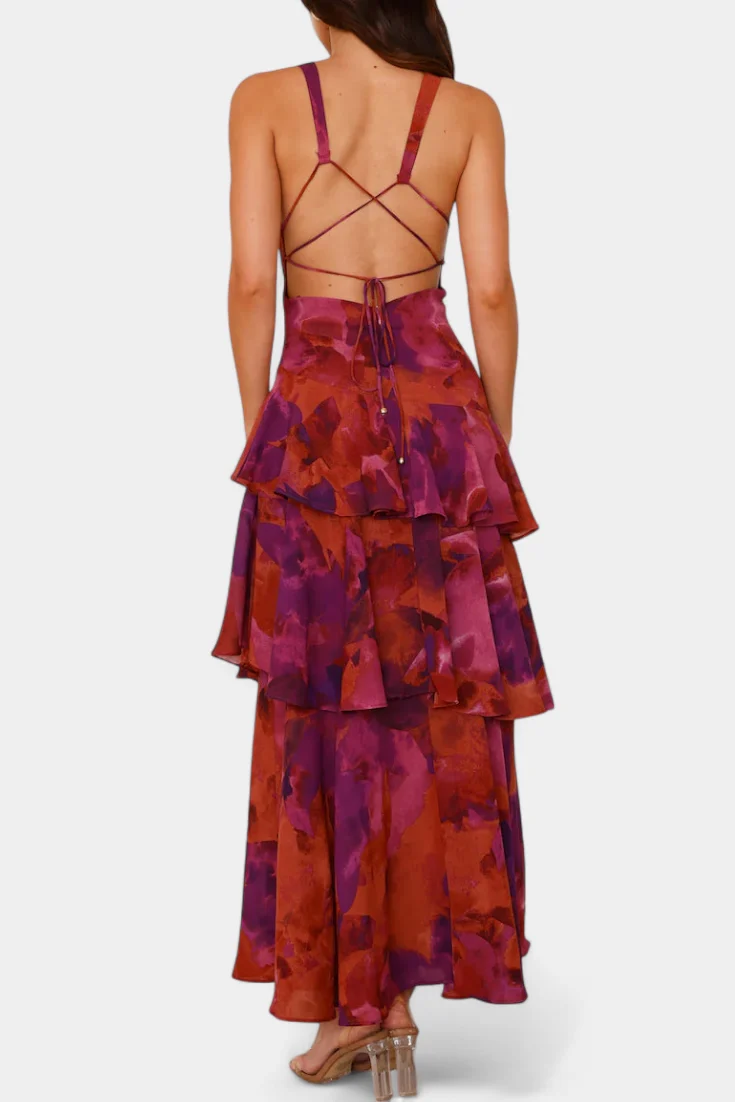 Domenica Vestido de Gasa con Escote en V y Capas Fluidas - Imagen 8