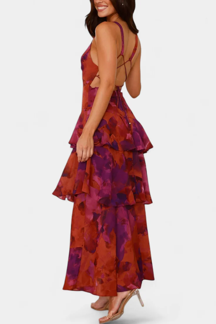 Domenica Vestido de Gasa con Escote en V y Capas Fluidas - Imagen 7