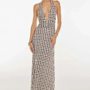 Camoni - Vestido Maxi de Diario con Lunares para Mujer