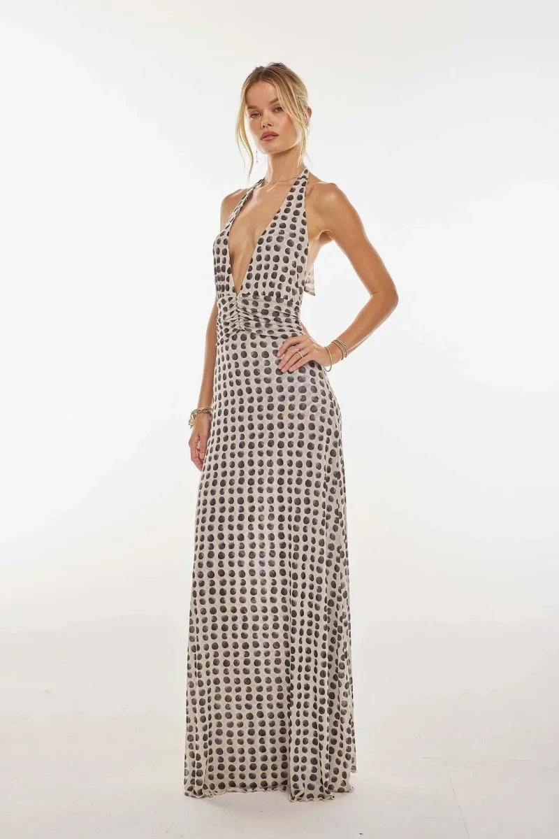 Camoni - Vestido Maxi de Diario con Lunares para Mujer - Imagen 5