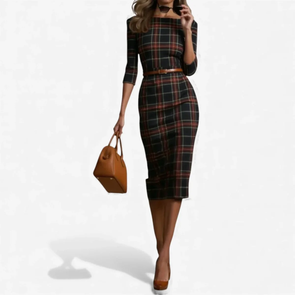 Madina™ – Vestido Midi a Cuadros Elegante para Mujer - Imagen 3