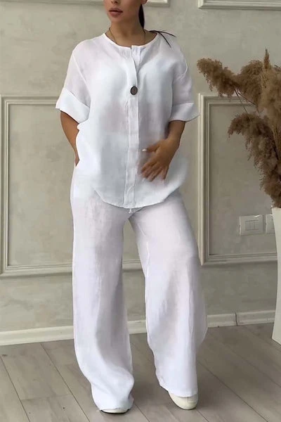 Renala™ CONJUNTO CASUAL DE DOS PIEZAS DECORADO CON BOTONES - Imagen 4