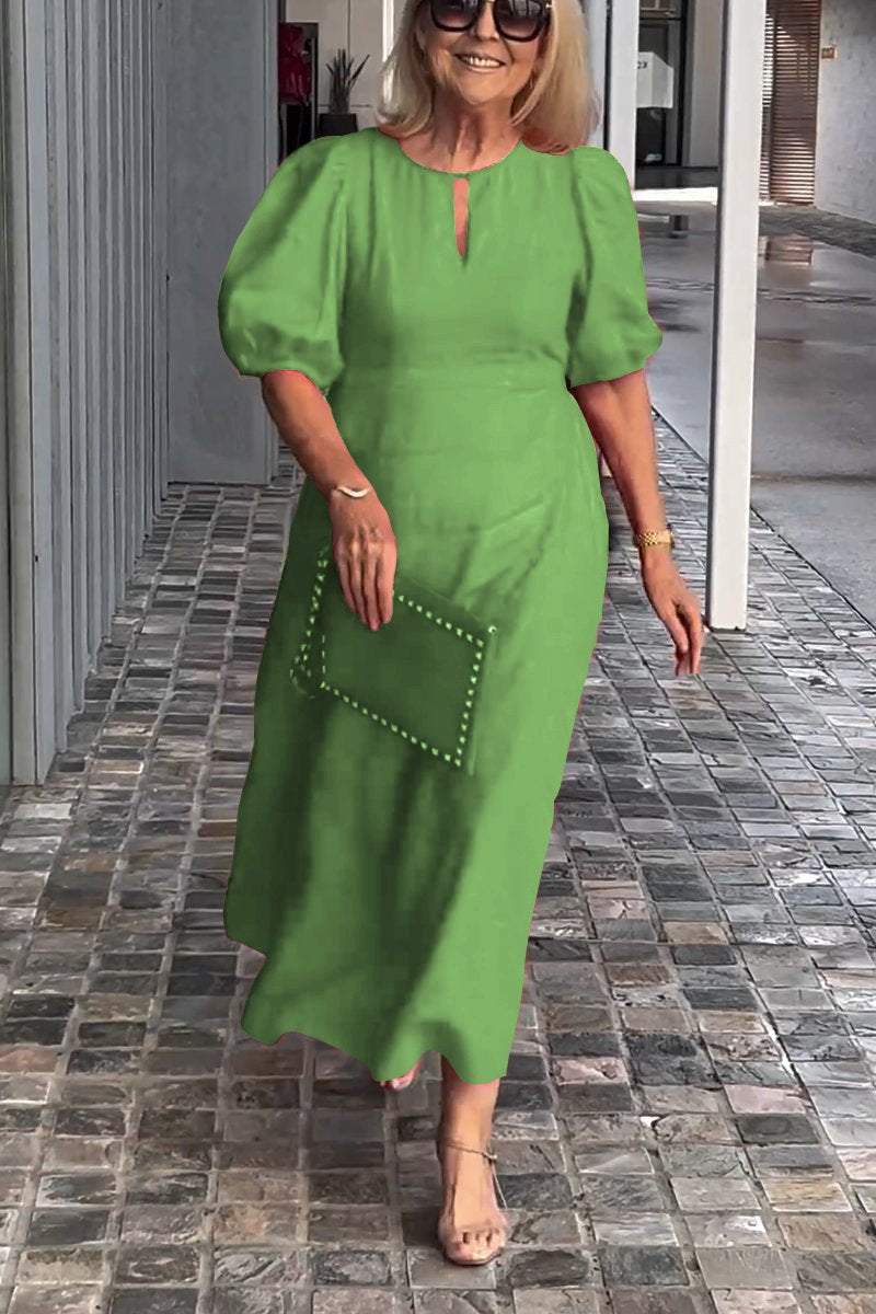 Lea™ Vestido de algodón y lino de color sólido - Imagen 9
