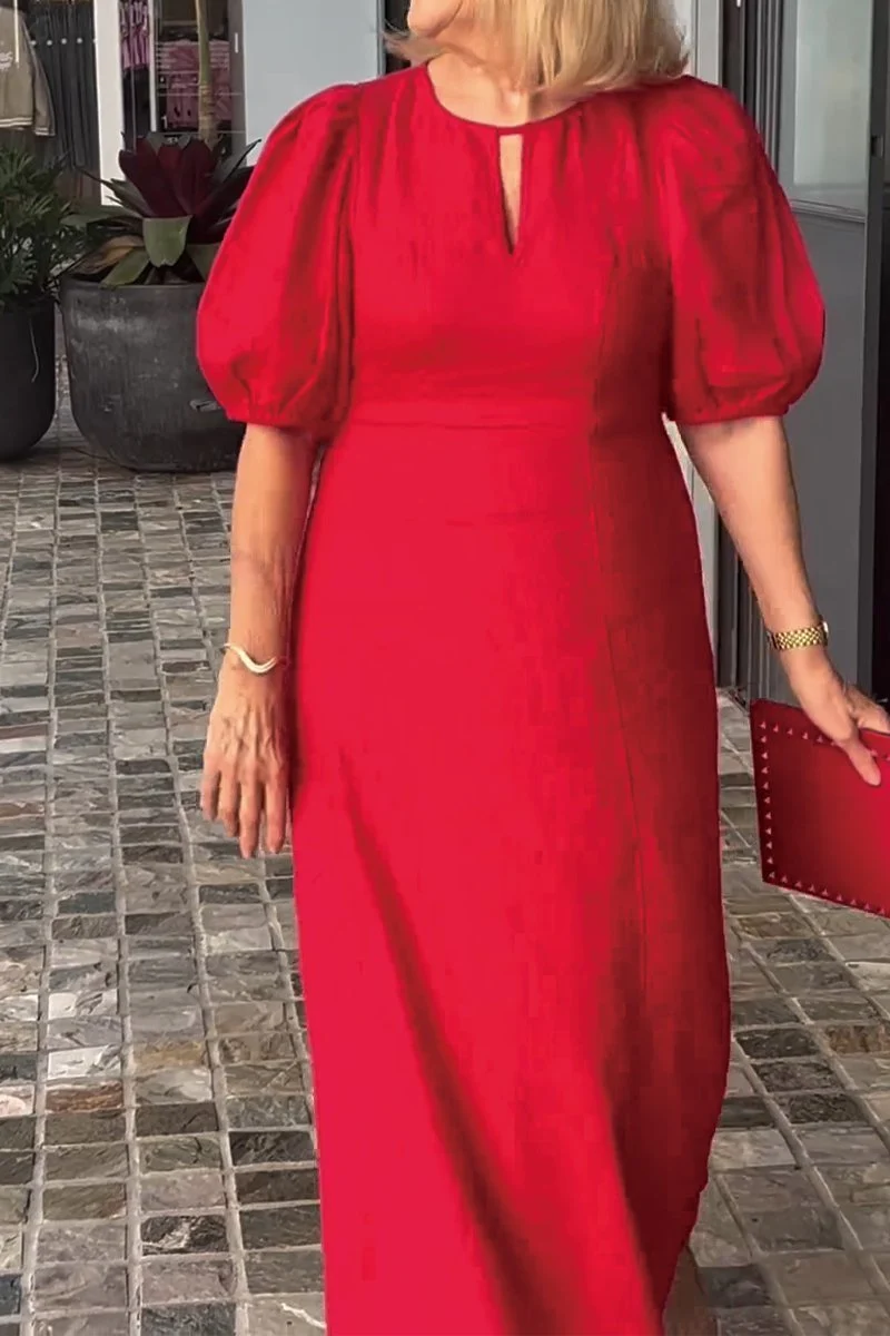Lea™ Vestido de algodón y lino de color sólido - Imagen 5