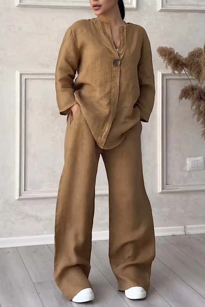 Renala™ CONJUNTO CASUAL DE DOS PIEZAS DECORADO CON BOTONES - Imagen 6