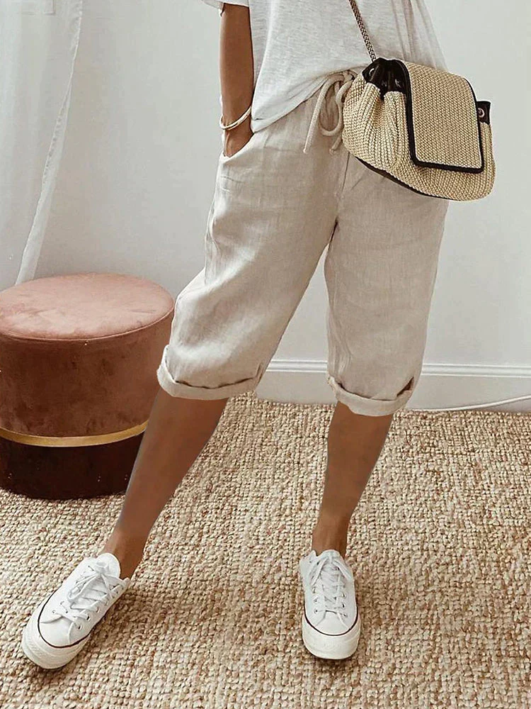 AMANDA | PANTALONES CORTOS CÓMODOS CON BAJO VUELTO - Imagen 3