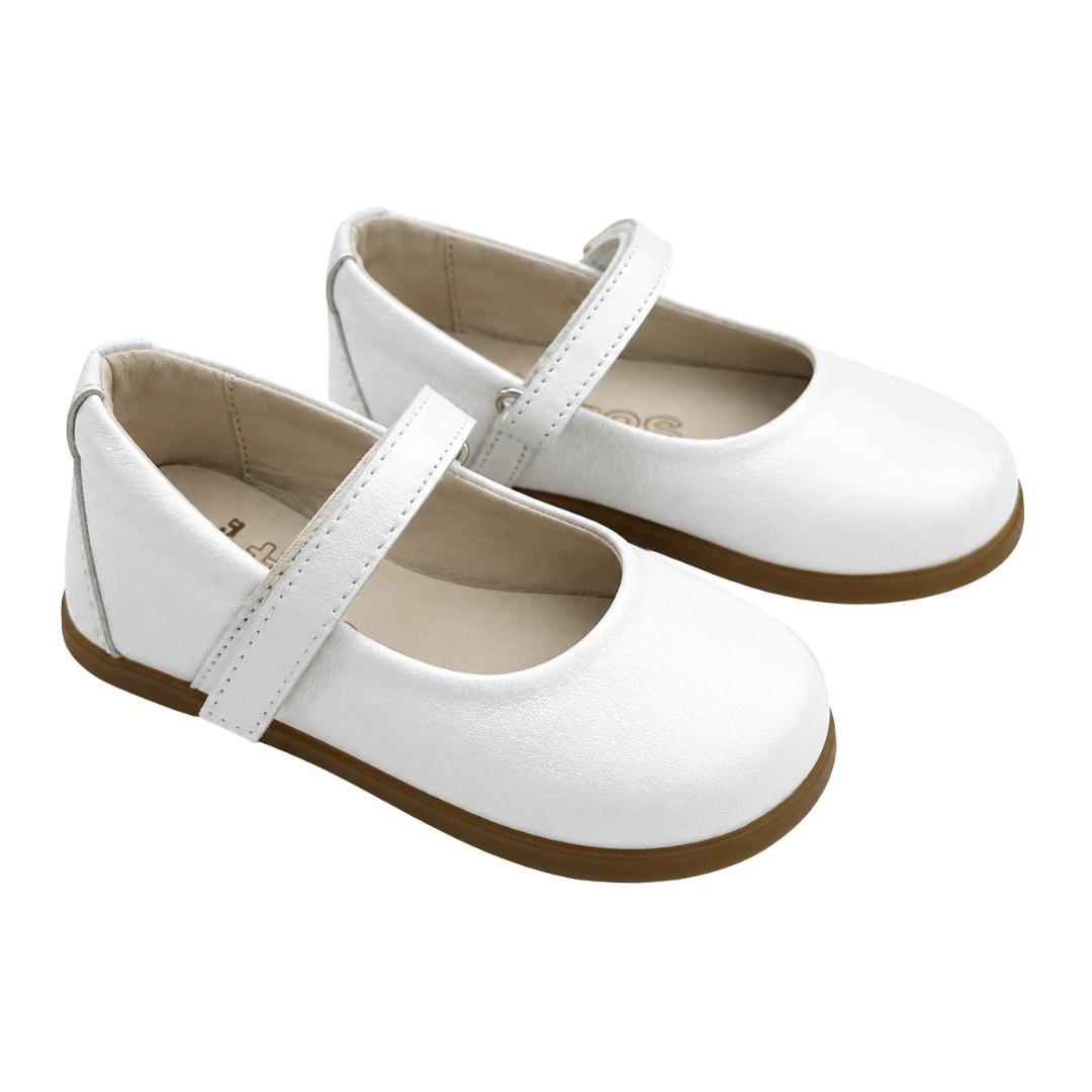 Mercerita Barefoot de Piel Blanca con Velcro - Imagen 3