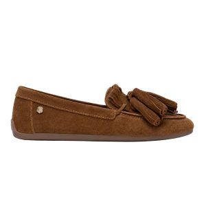 Mocasín De Mujer En Piel Serraje Y Diseño de Borlas