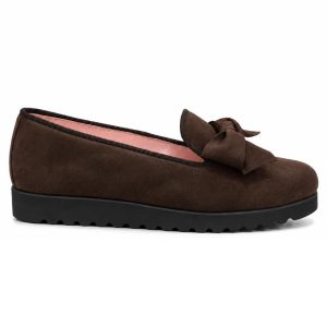 Zapato En Piel Ante Y Adorno De Lazo Clásico