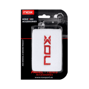 Muñequeras Nox Blanca Logo Rojo