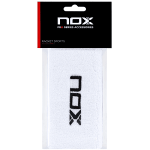 Muñequeras Largas Nox Blanco Logo Negro