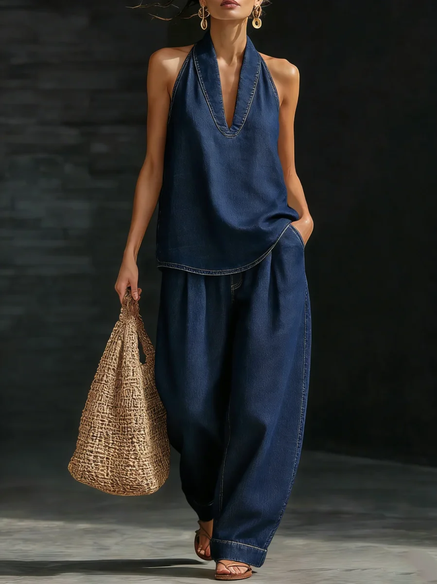 Mary | Conjunto de Dos Piezas de Denim Minimalista y Cómodo para Mujer - Imagen 6