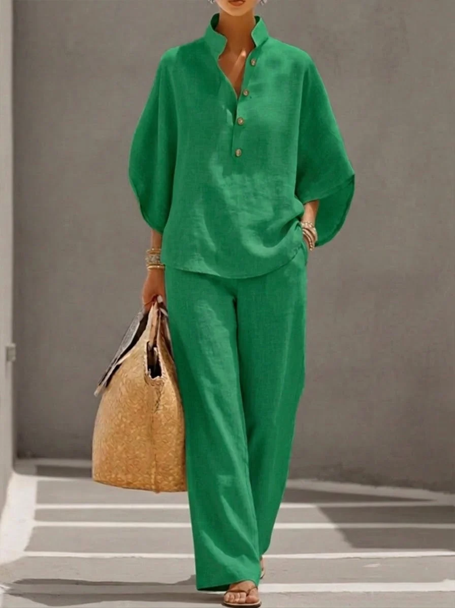 Mariel | Conjunto completo con mangas de murciélago y pantalones amplios para Mujer - Imagen 5