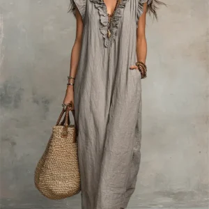 Camélia | Vestido Largo Bohemio de Lino y Algodón para Mujer