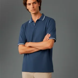 Remera Tipo Polo Azul