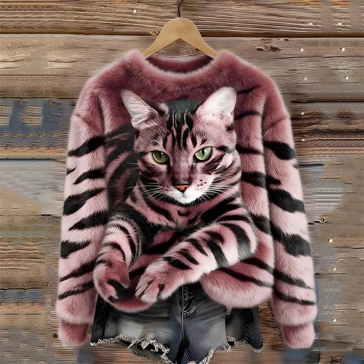 Cat - Suéter Cálido con Impresión de Gato - Imagen 6