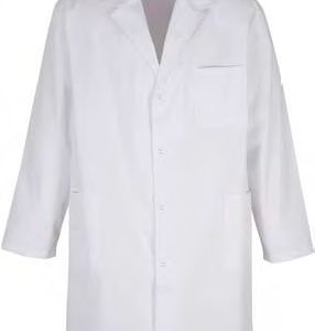 Bata blanca unisex cierre presión