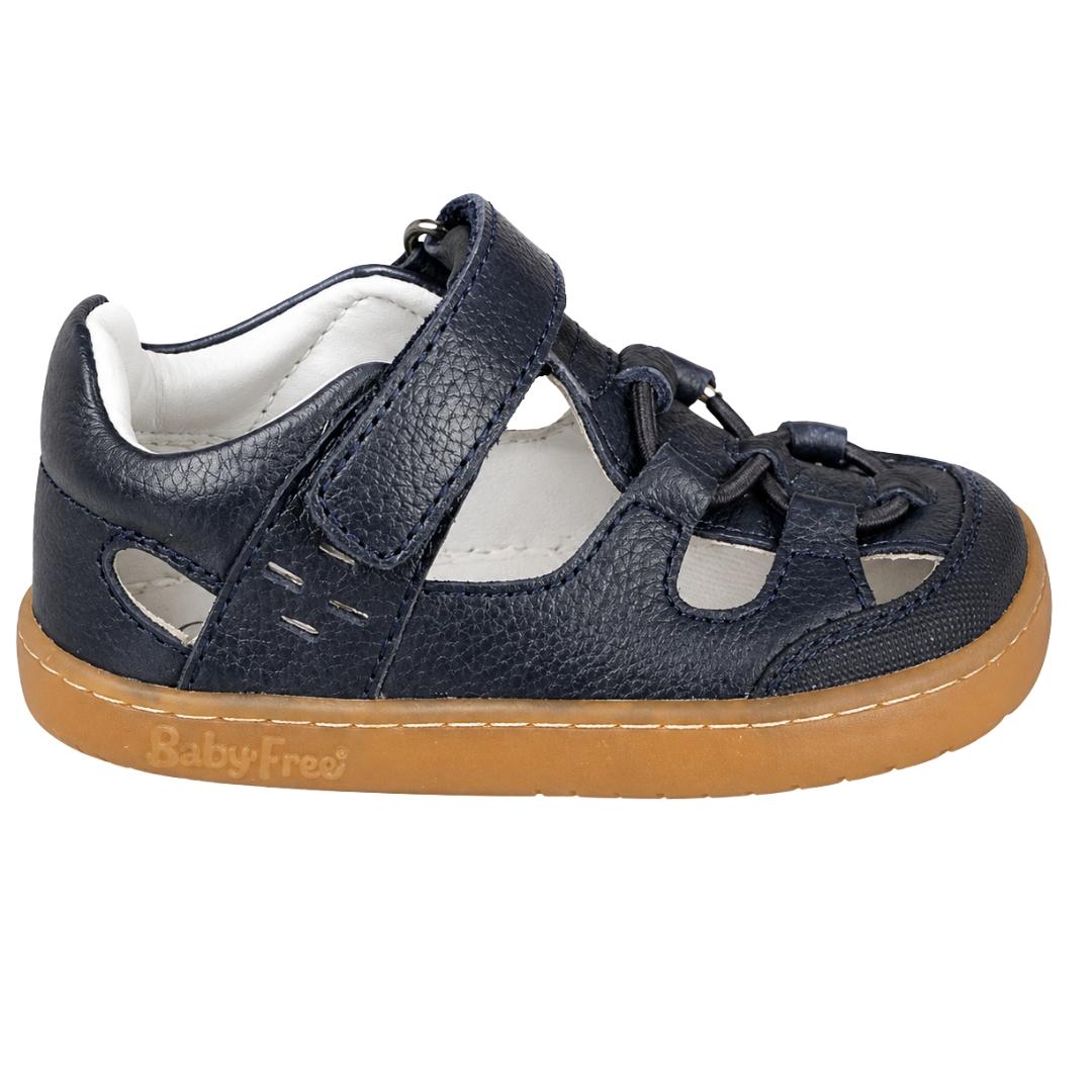 Sandalia piel barefoot o respetuosa con velcro en piel con suela antideslizante - Imagen 2