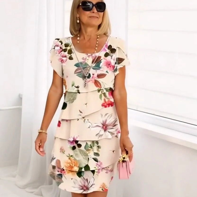 Vestido en cascada con estampado floral - Imagen 3