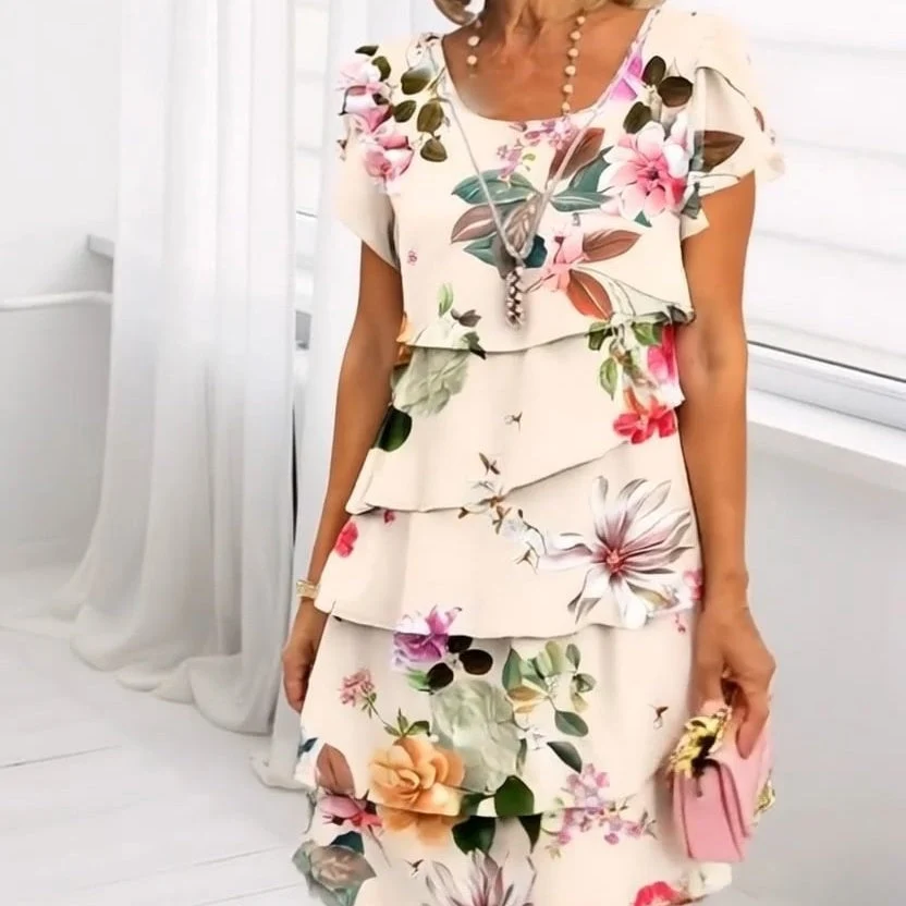 Vestido en cascada con estampado floral - Imagen 4