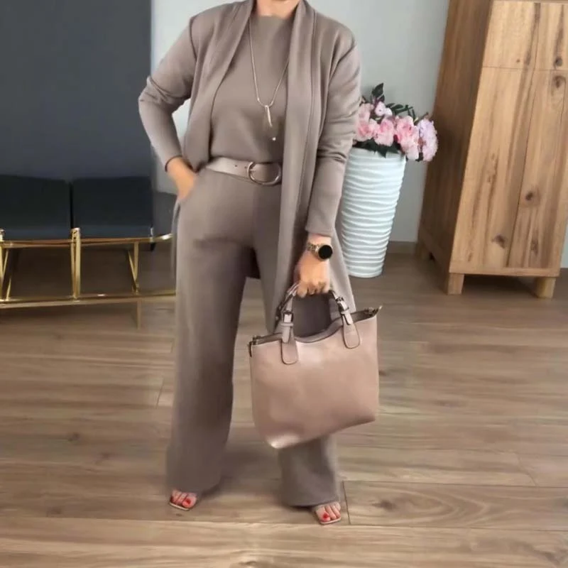 GABRIELLA | Conjunto de 3 piezas con cárdigan largo: Comodidad elegante y estilo versátil para cualquier ocasión - Imagen 3