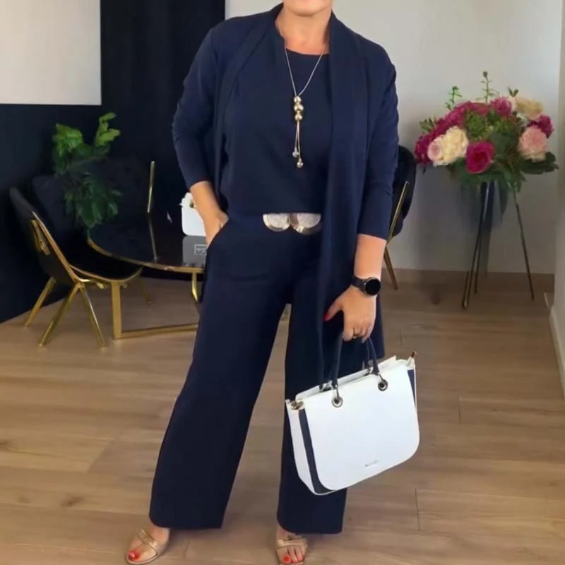 GABRIELLA | Conjunto de 3 piezas con cárdigan largo: Comodidad elegante y estilo versátil para cualquier ocasión - Imagen 4