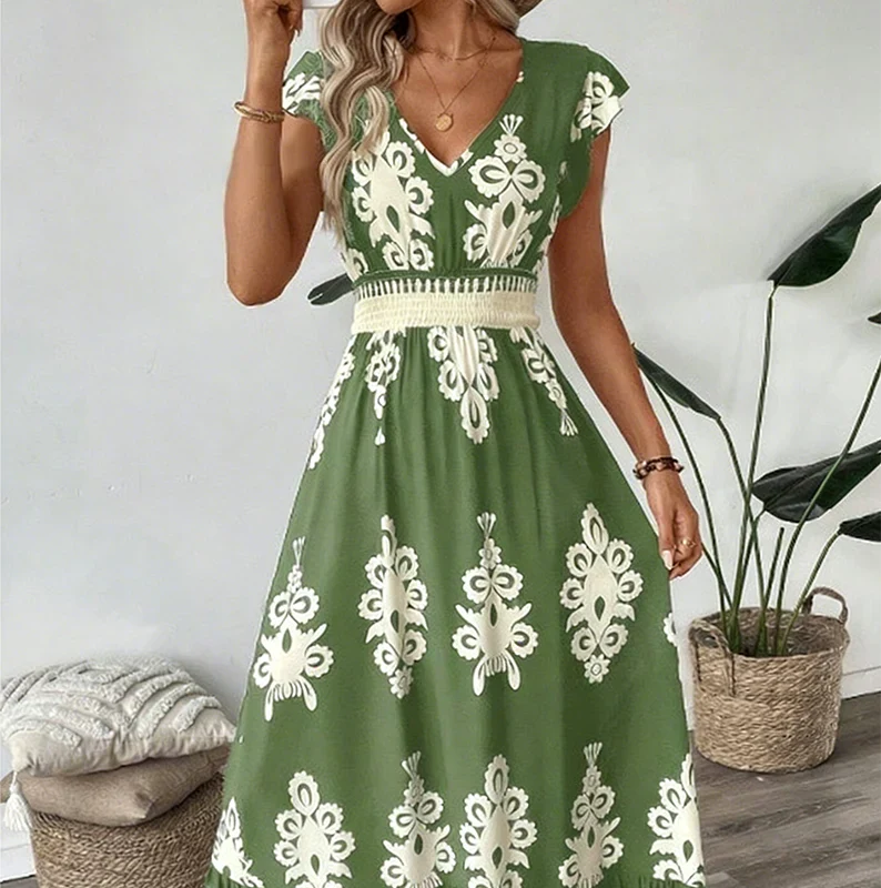 Candela - Vestido maxi barroco con escote en V para Mujer - Imagen 6