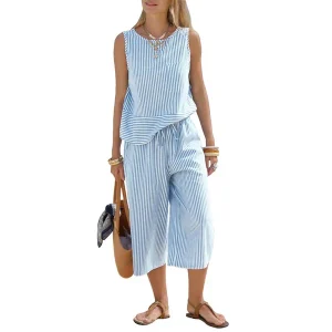 Brisa - Conjunto de algodón a rayas para mujer