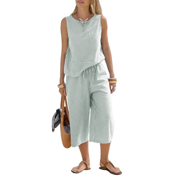 Brisa - Conjunto de algodón a rayas para mujer - Imagen 3