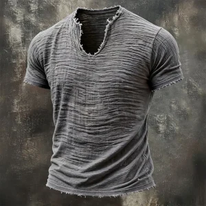 Jairo - Camiseta Vintage de Cuello en V para Hombre