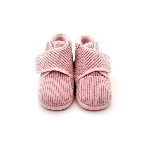 Zapatilla Botita Pana Velcro con Brillantes y suela de goma antideslizante