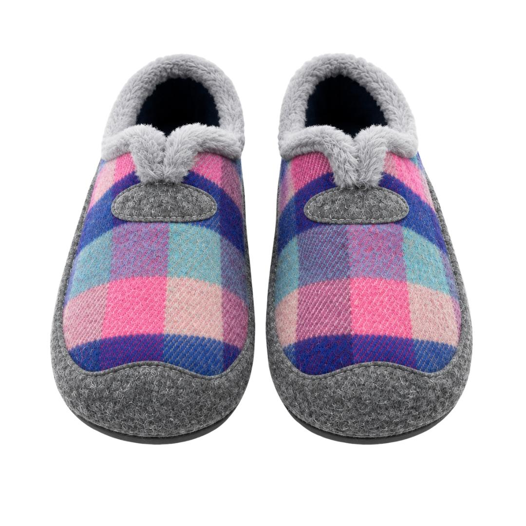 Zapatillas De Casa Mujer Cerrada Cuadros Multicolor - Imagen 3