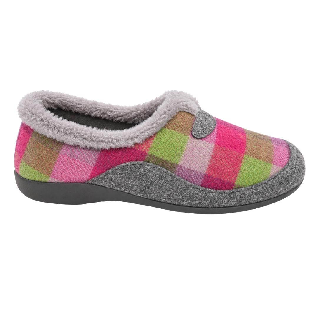 Zapatillas De Casa Mujer Cerrada Cuadros Multicolor - Imagen 4