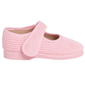 Zapatillas para casa con cierre de velcro de pana y con suela de goma