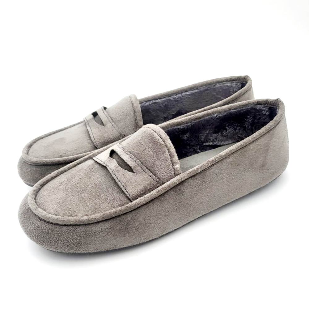 Zapatilla de casa tipo mocasin de algodón con borreguito interior - Imagen 4